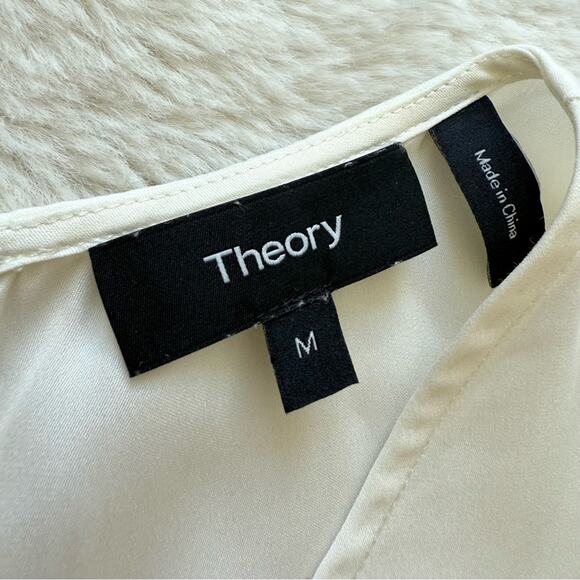 Theory silk white blouse size M Retail 290$ - Picture 4 of 7